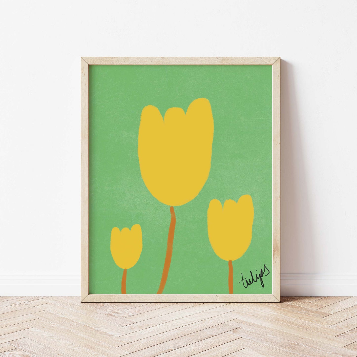 Tulips Print - Green, Yellow Fine Art Print