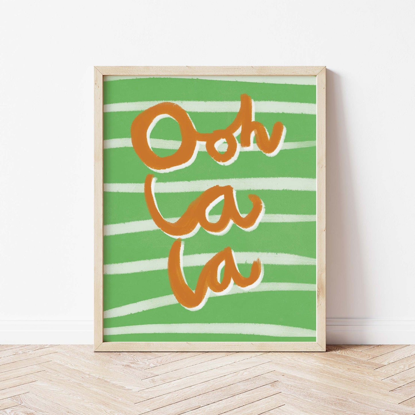 Ooh La La Art Print - Green, White and Brown Fine Art Print