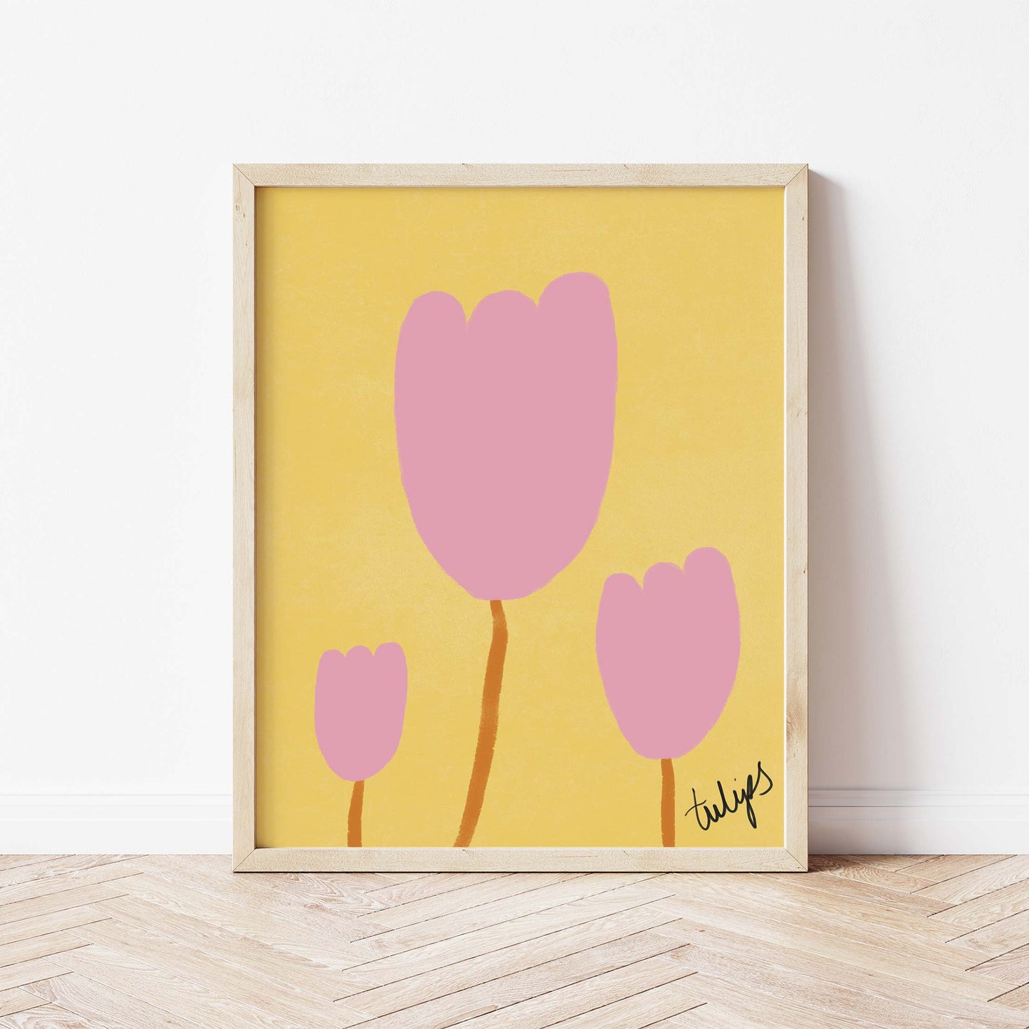 Tulips Print - Pink, Yellow Fine Art Print