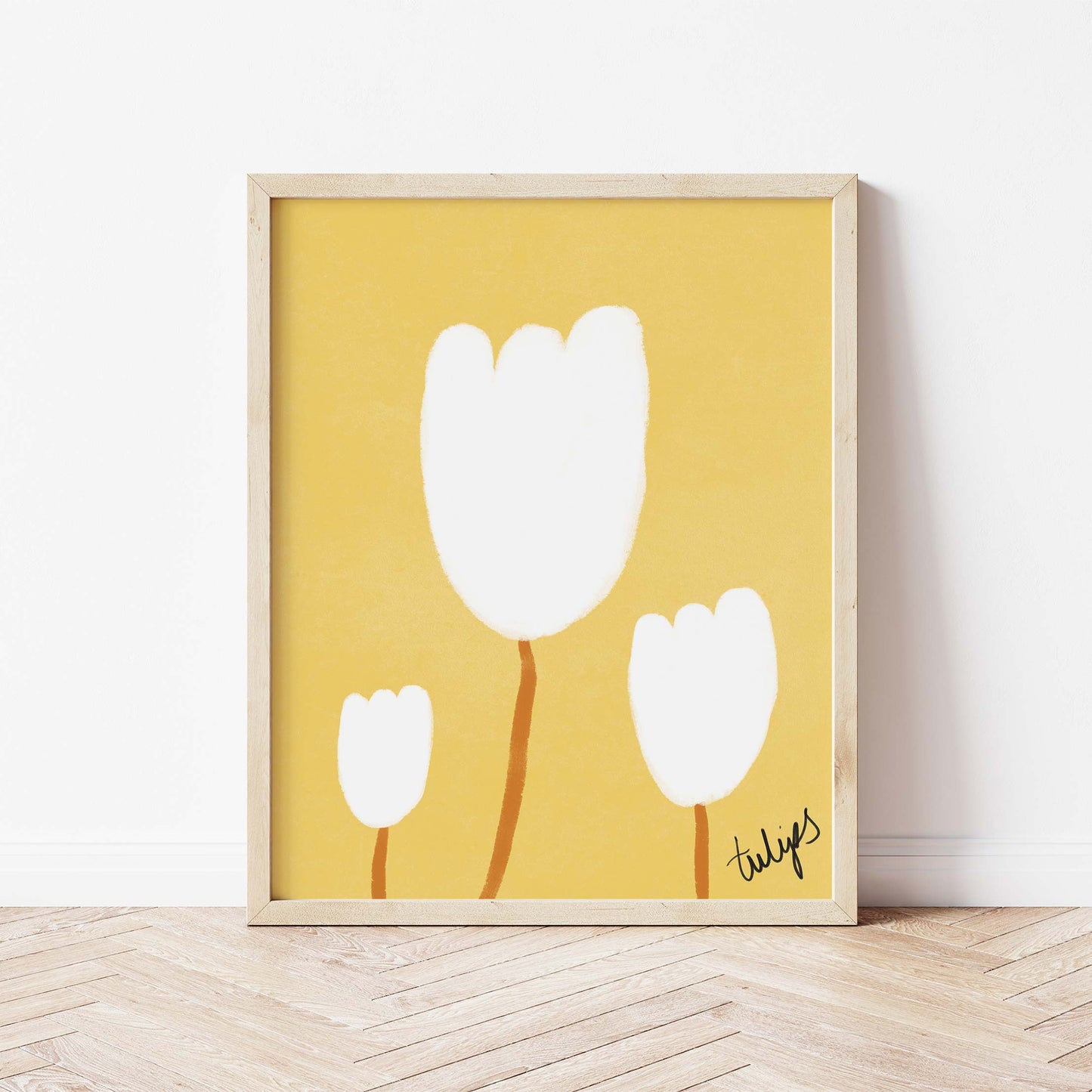 Tulips Print - Yellow, White Framed Print