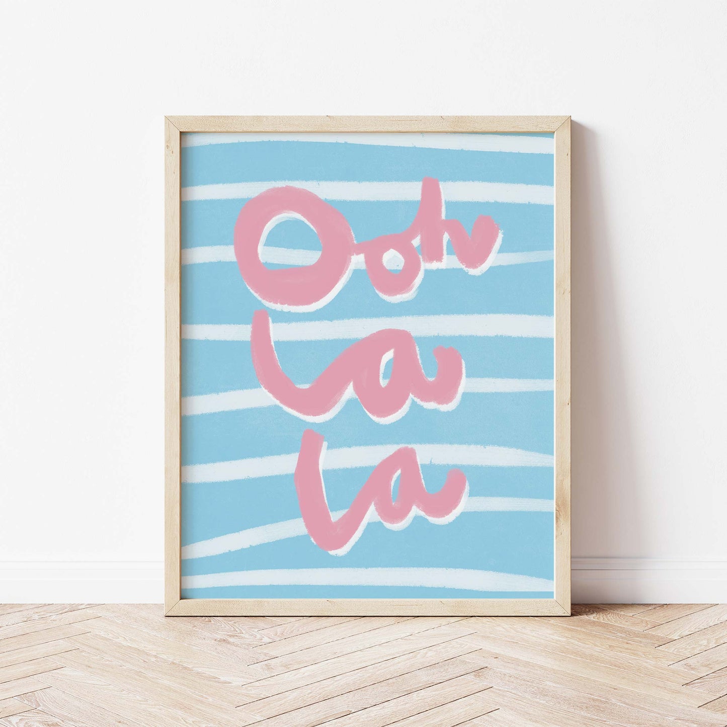 Ooh La La Art Print - Blue, White and Pink Fine Art Print