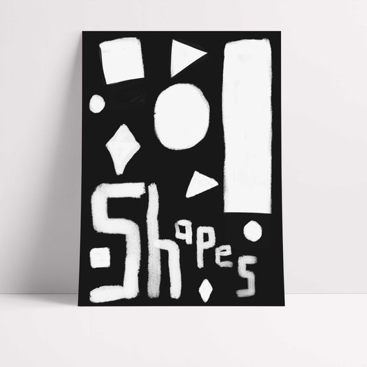 Shapes Print - Black, white Fine Art Print with Hanger