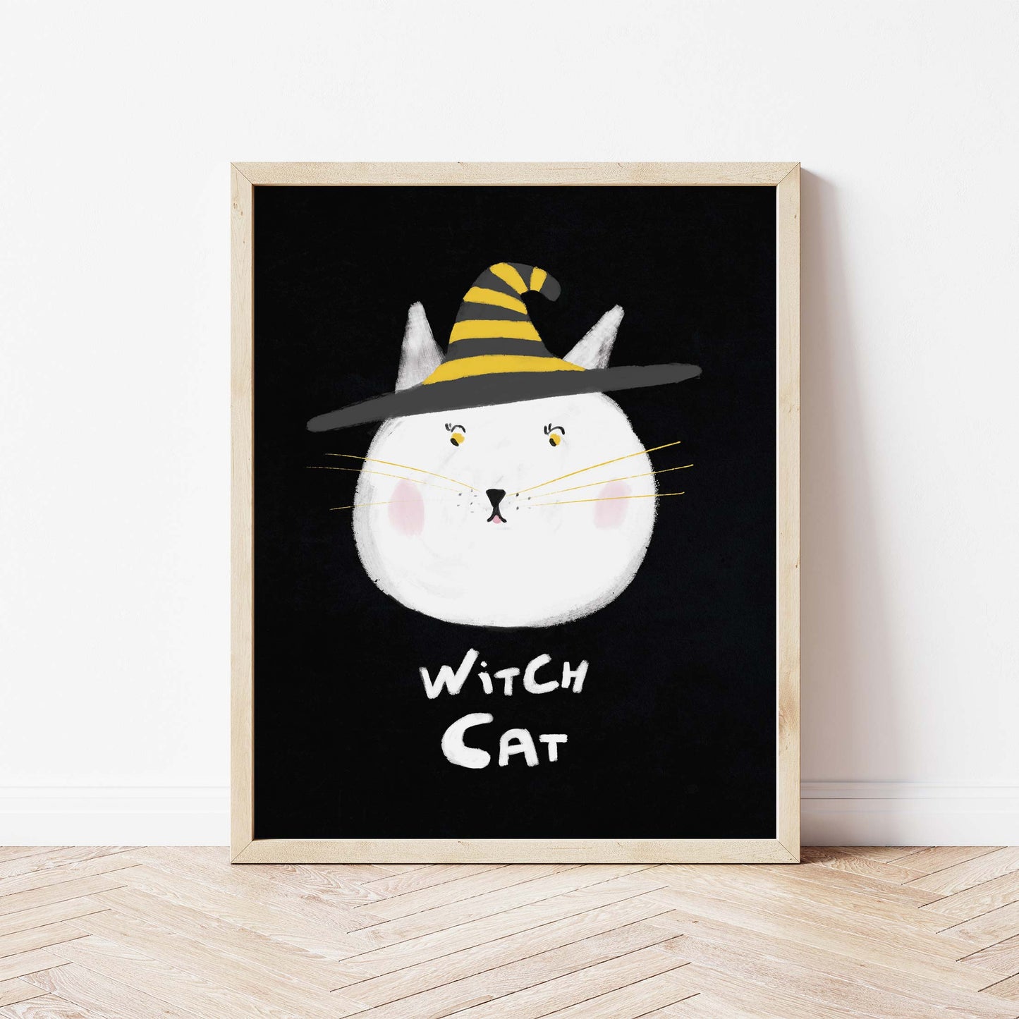 Witch Cat Print Framed Print