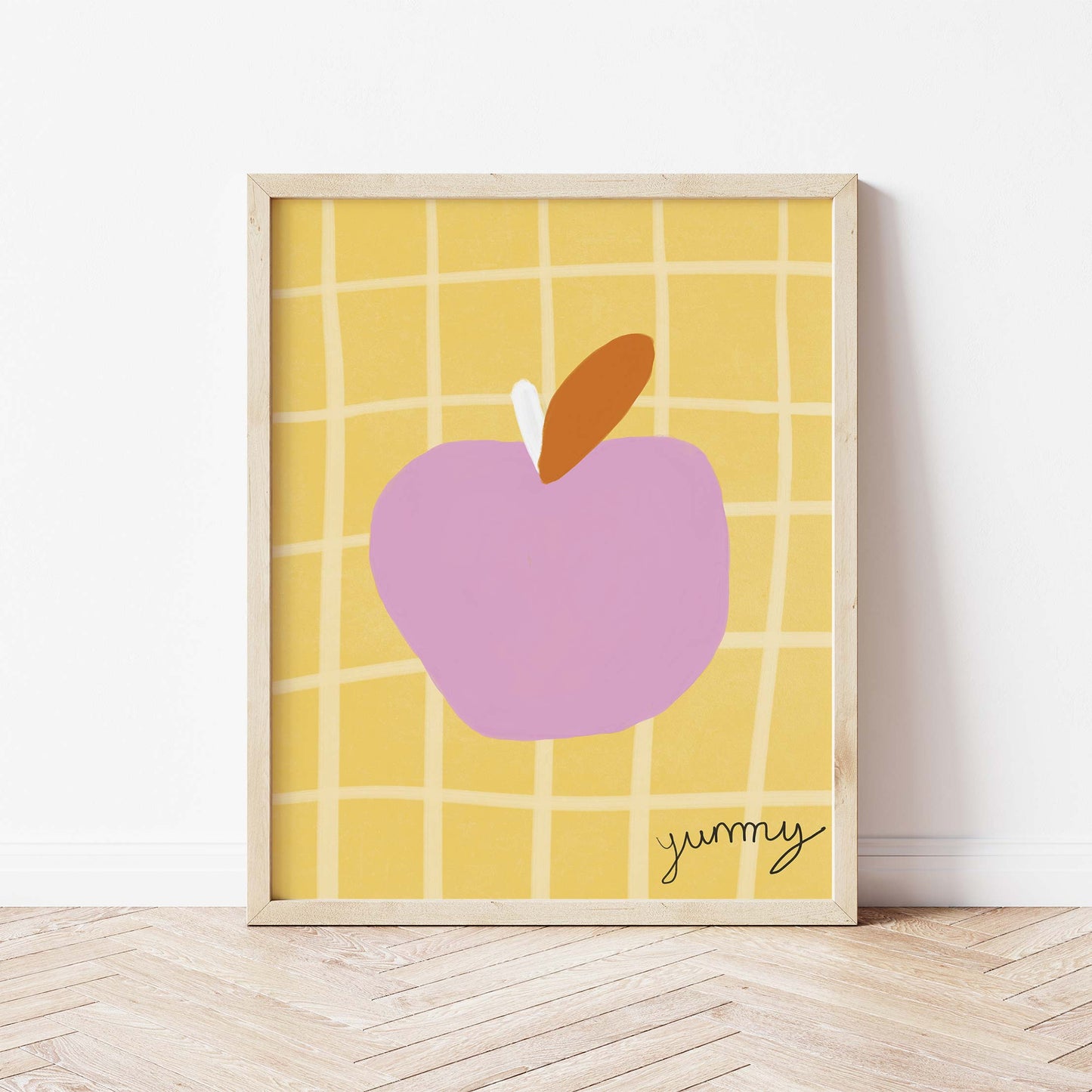 Yummy Apple Print - Yellow, Pink Fine Art Print