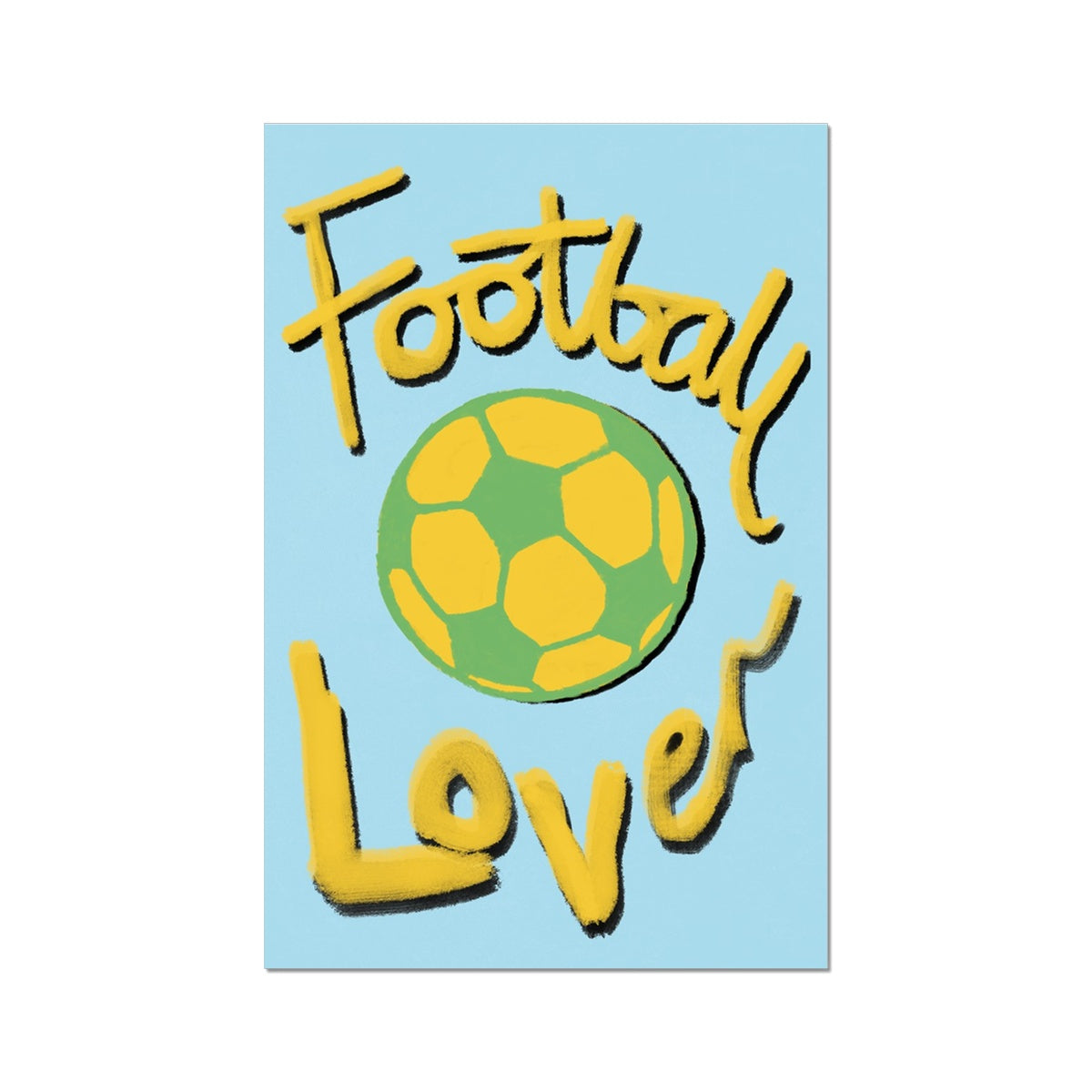 Football Lover Print - Light Blue, Yellow, Green Fine Art Print