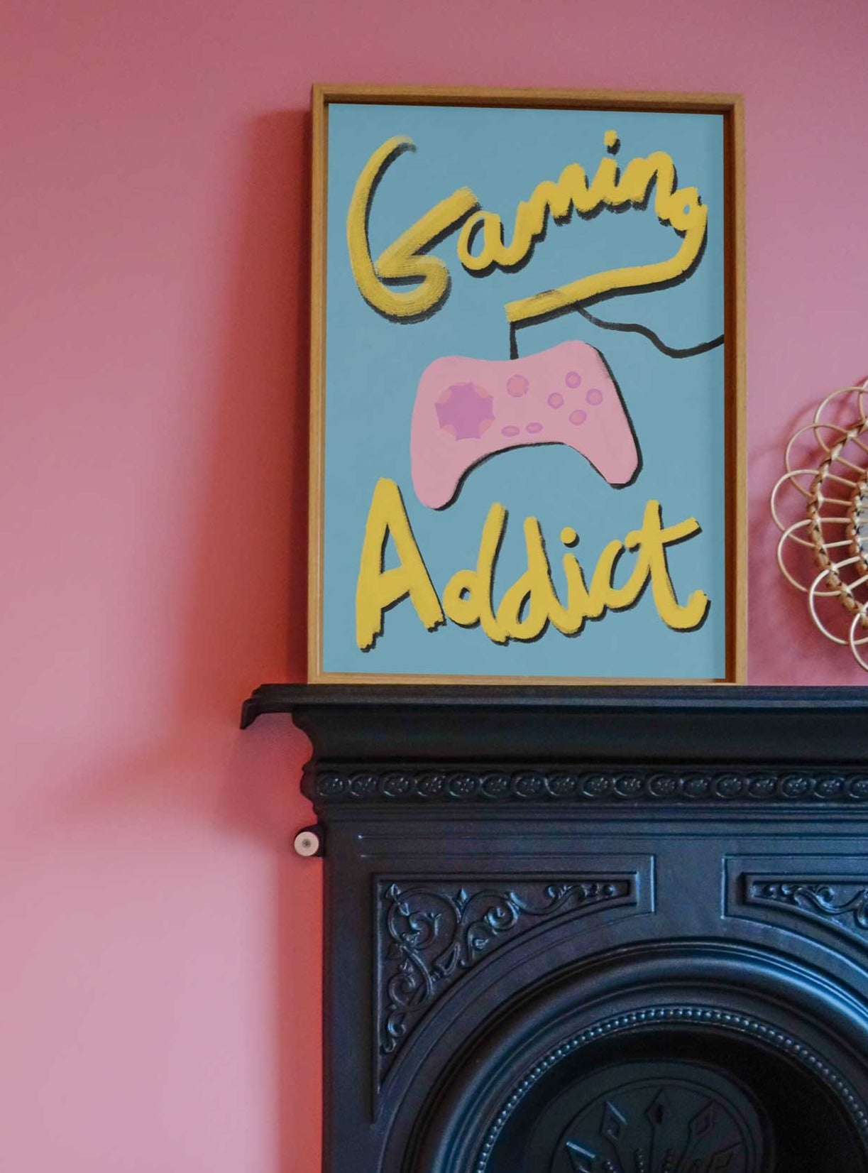 Gaming Addict Print - Blue, Yellow, Pink Fine Art Print