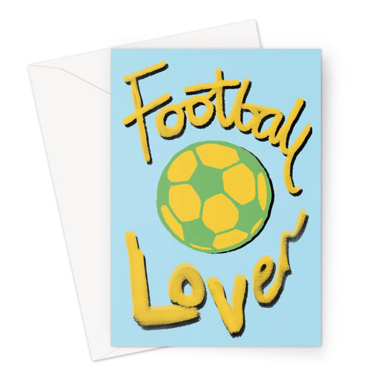 Football Lover Print - Light Blue, Yellow, Green Greeting Card