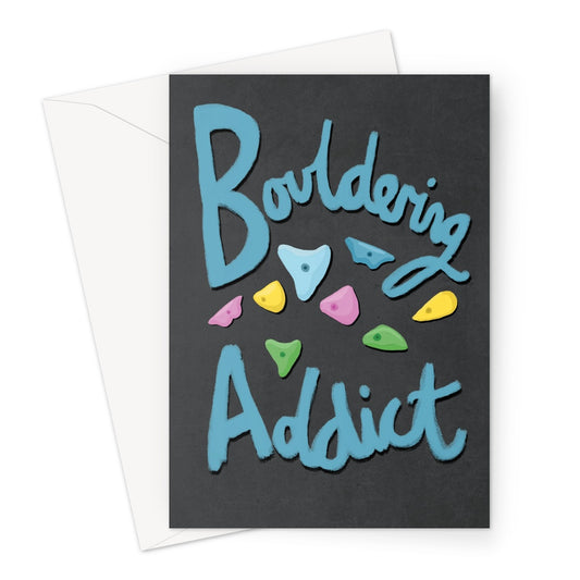 Bouldering Addict - Black and Blue Greeting Card