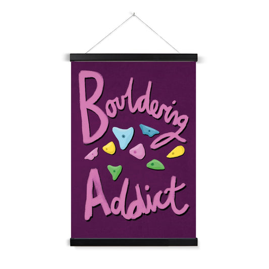 Bouldering Addict - Purple and Pink Fine Art Print with Hanger