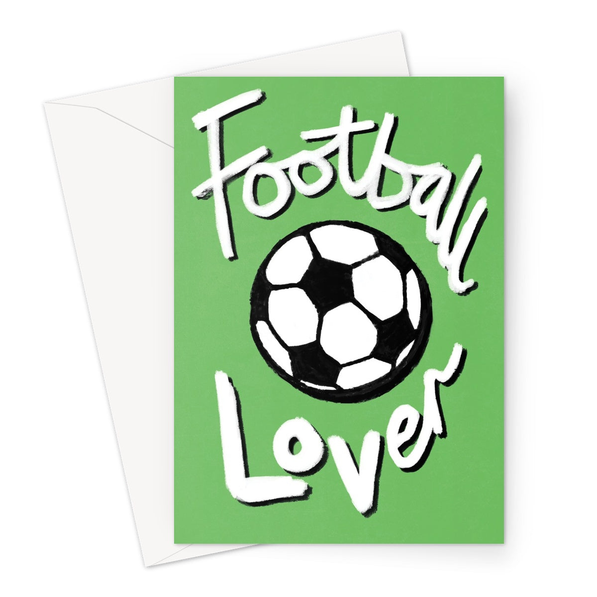 Football Lover Print - Green, White, Black Greeting Card