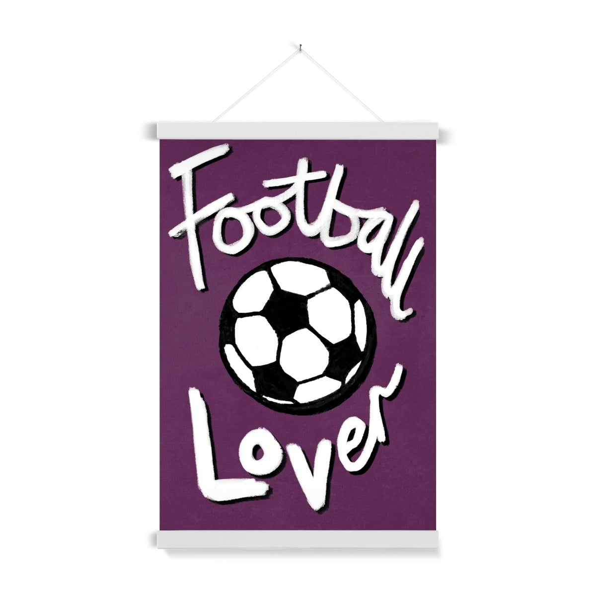 Football Lover Print - Plum, Black, White Fine Art Print with Hanger