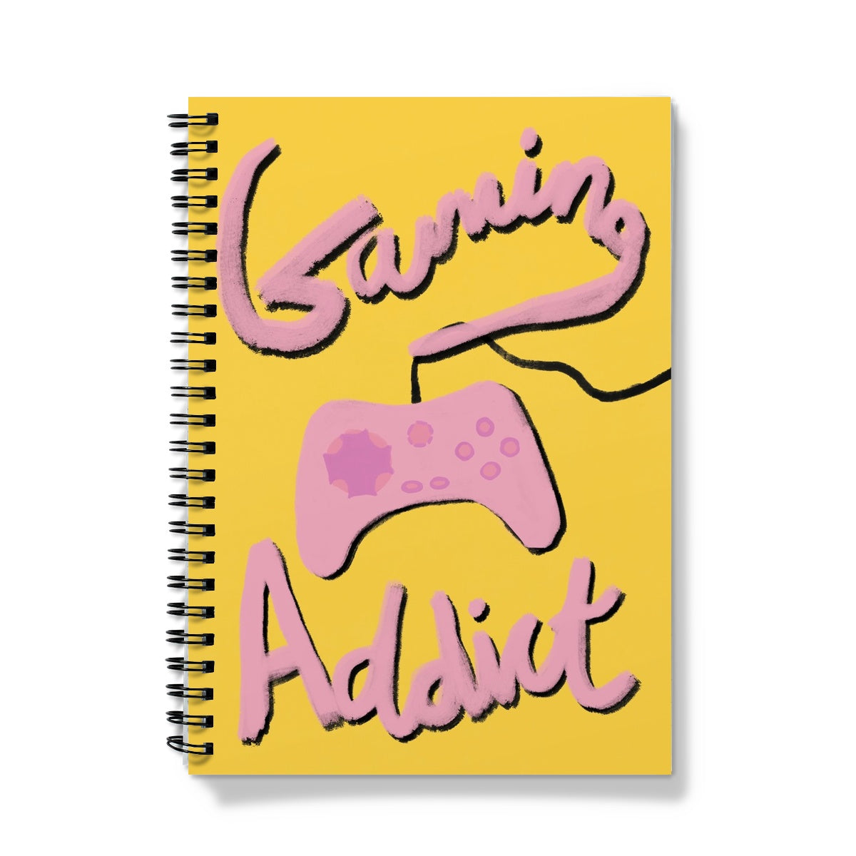 Gaming Addict Print - Yellow, Pink Notebook
