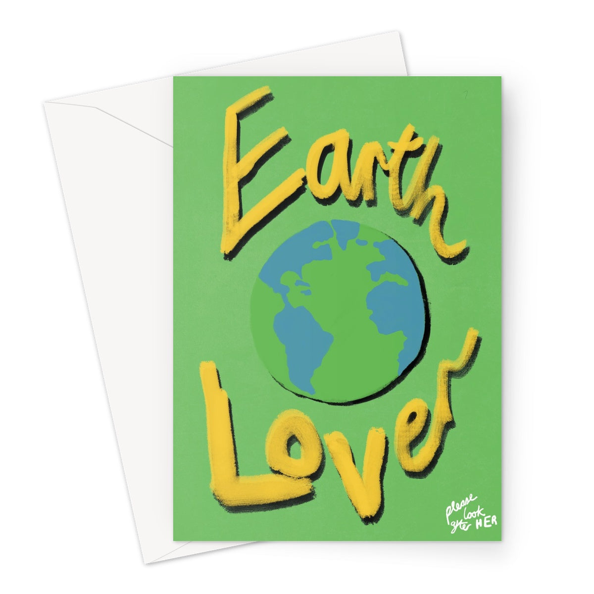 Earth Lover Print - Green, Yellow Greeting Card