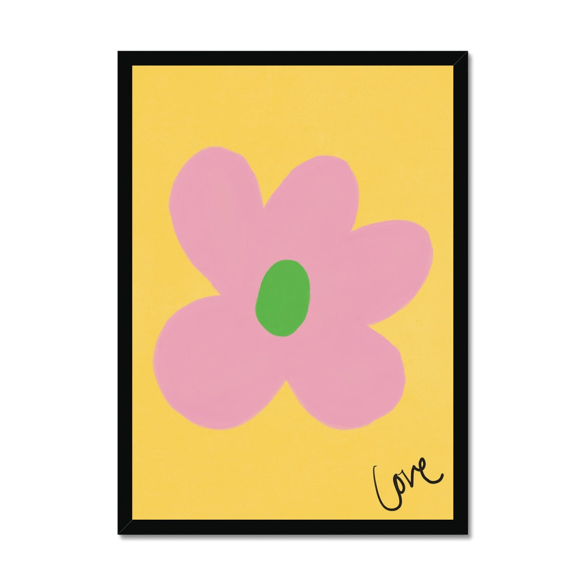 Love Flower Print-Yellow, Pink, Green Framed Print
