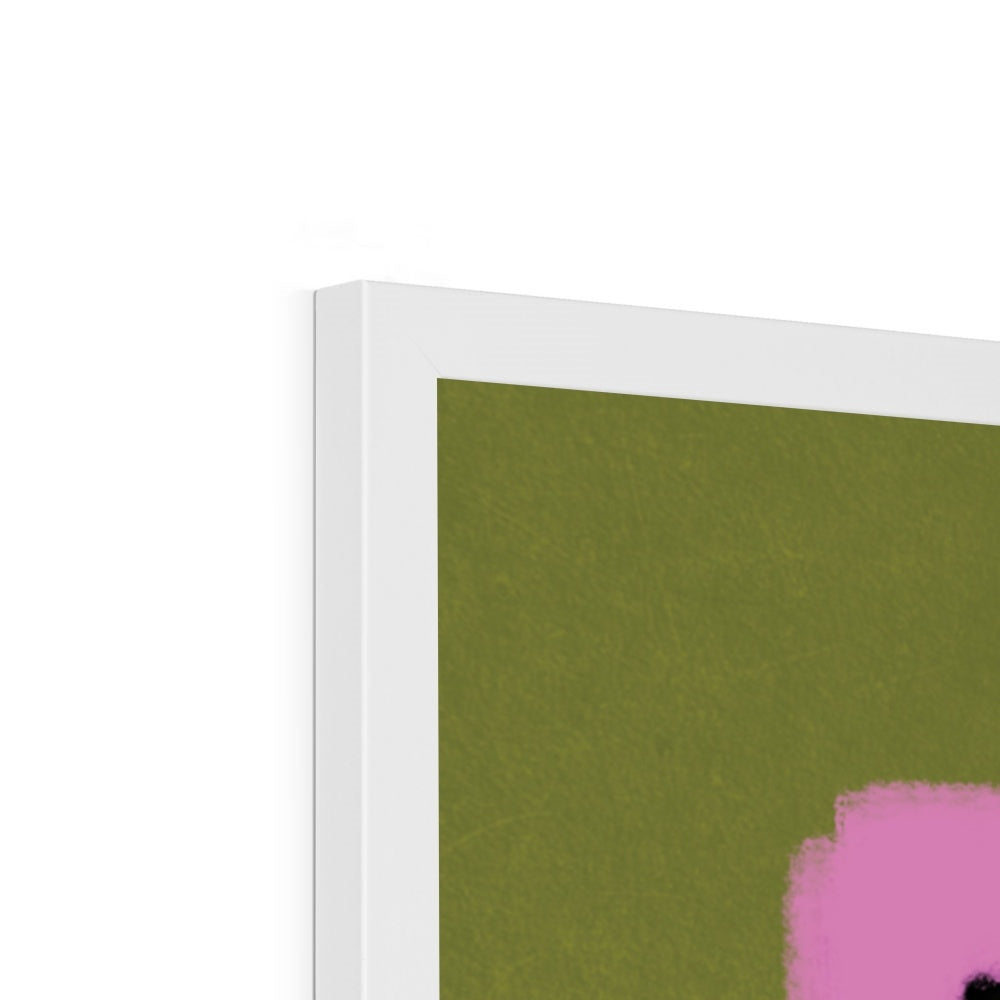Bouldering Addict - Olive Green and Pink Framed Print
