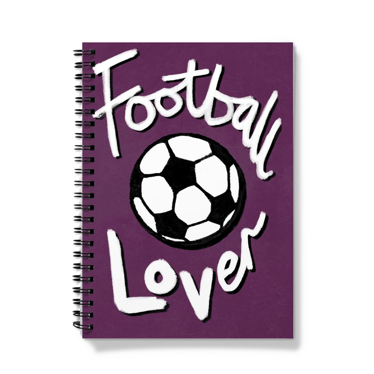 Football Lover Print - Plum, Black, White Notebook