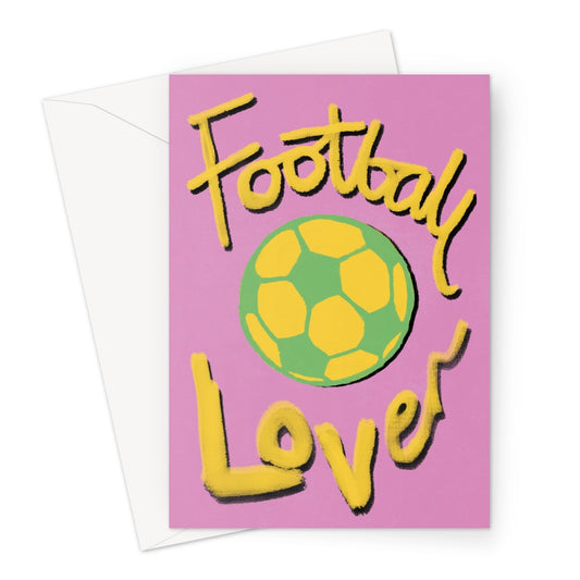 Football Lover Print - Pink, Yellow, Green Greeting Card