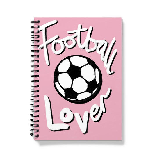 Football Lover Print - Light Pink, White, Black Notebook