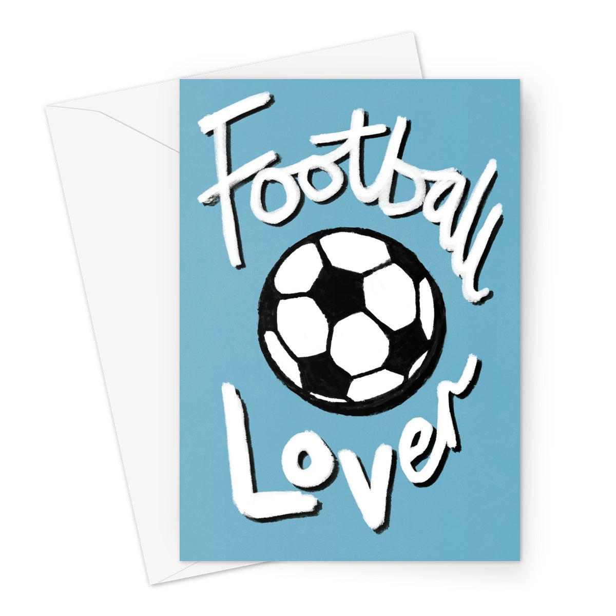 Football Lover Print - Blue, White, Black Greeting Card