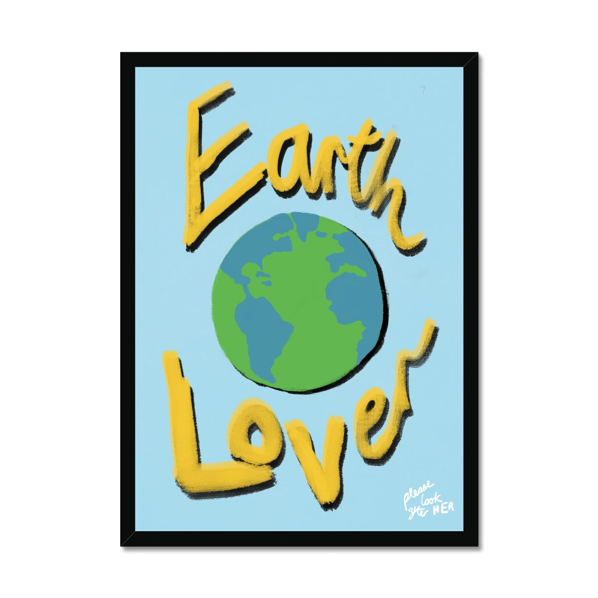 Earth Lover Print - Blue, Yellow Framed Print