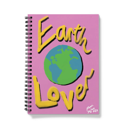 Earth Lover Print - Bright Pink, Yellow Notebook