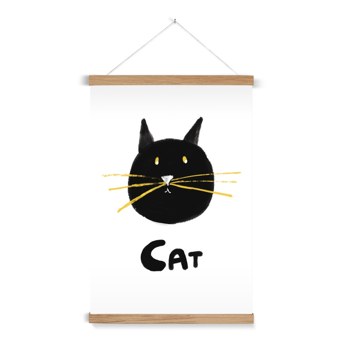 Cat Print - White with black Fine Art Print with Hanger