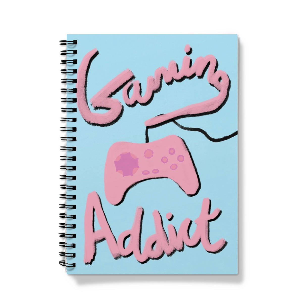 Gaming Addict Print - Light Blue, Pink Notebook