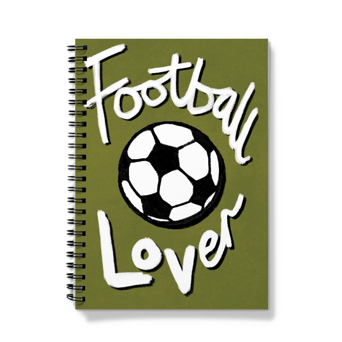 Football Lover Print - Olive Green, Black, White Notebook