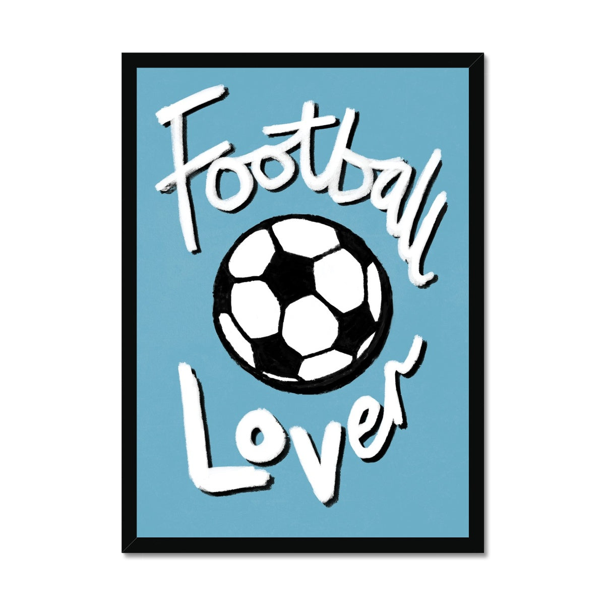 Football Lover Print - Blue, White, Black Framed Print