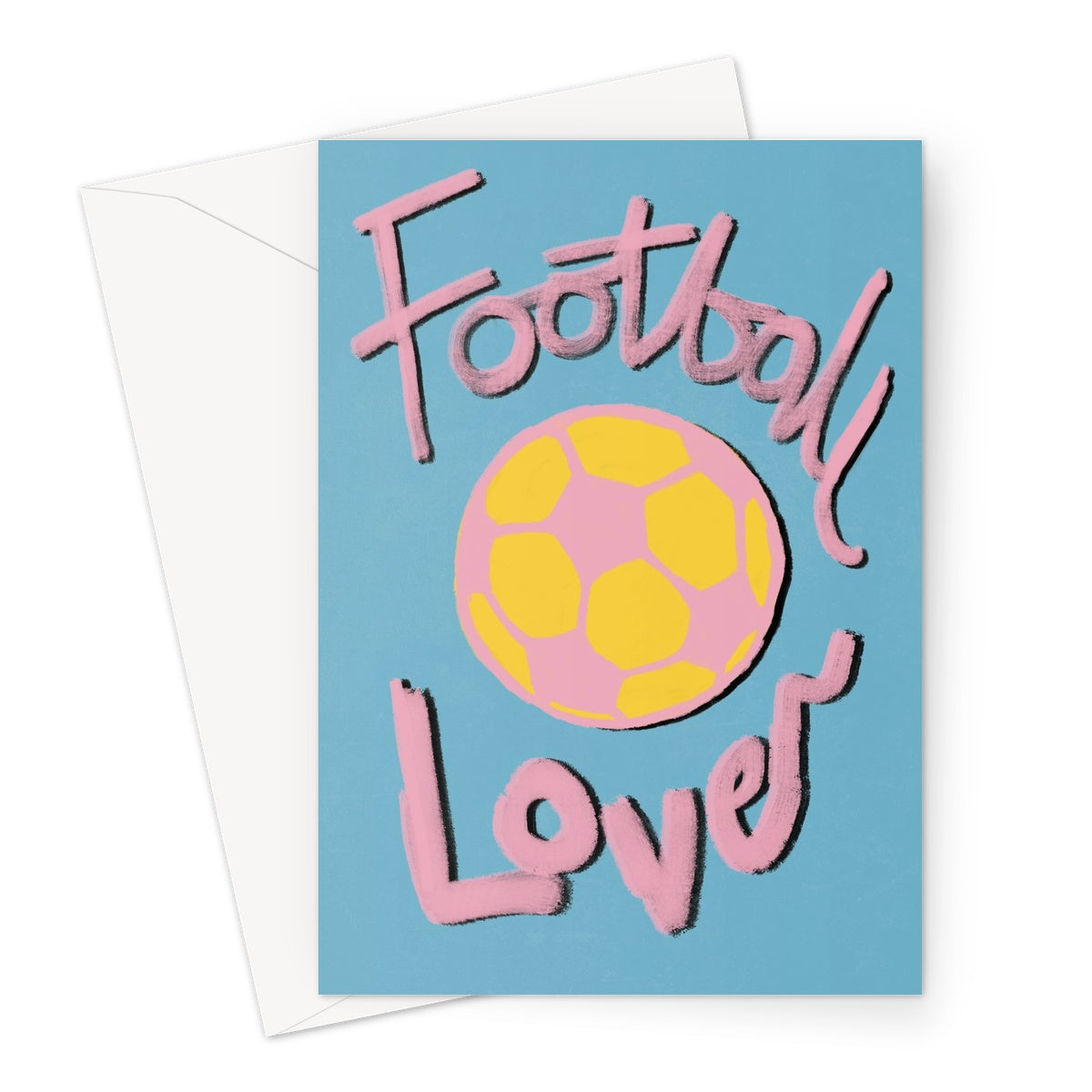 Football Lover Print - Blue, Yellow, Pink Greeting Card