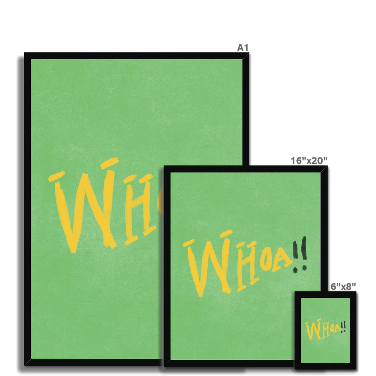 Whoa!! Print - Green, Yellow, Dark Green Framed Print