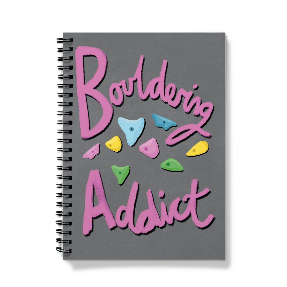 Bouldering Addict - Light Grey and Pink Notebook