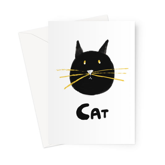 Cat Print - White with black Greeting Card