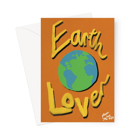 Earth Lover Print - Brown, Yellow Greeting Card