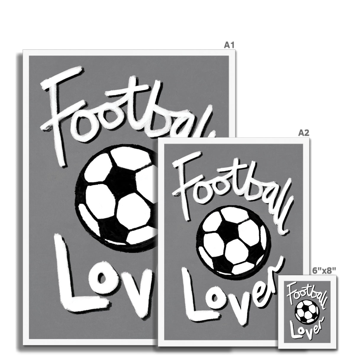 Football Lover Print - Grey, White, Black Framed Print