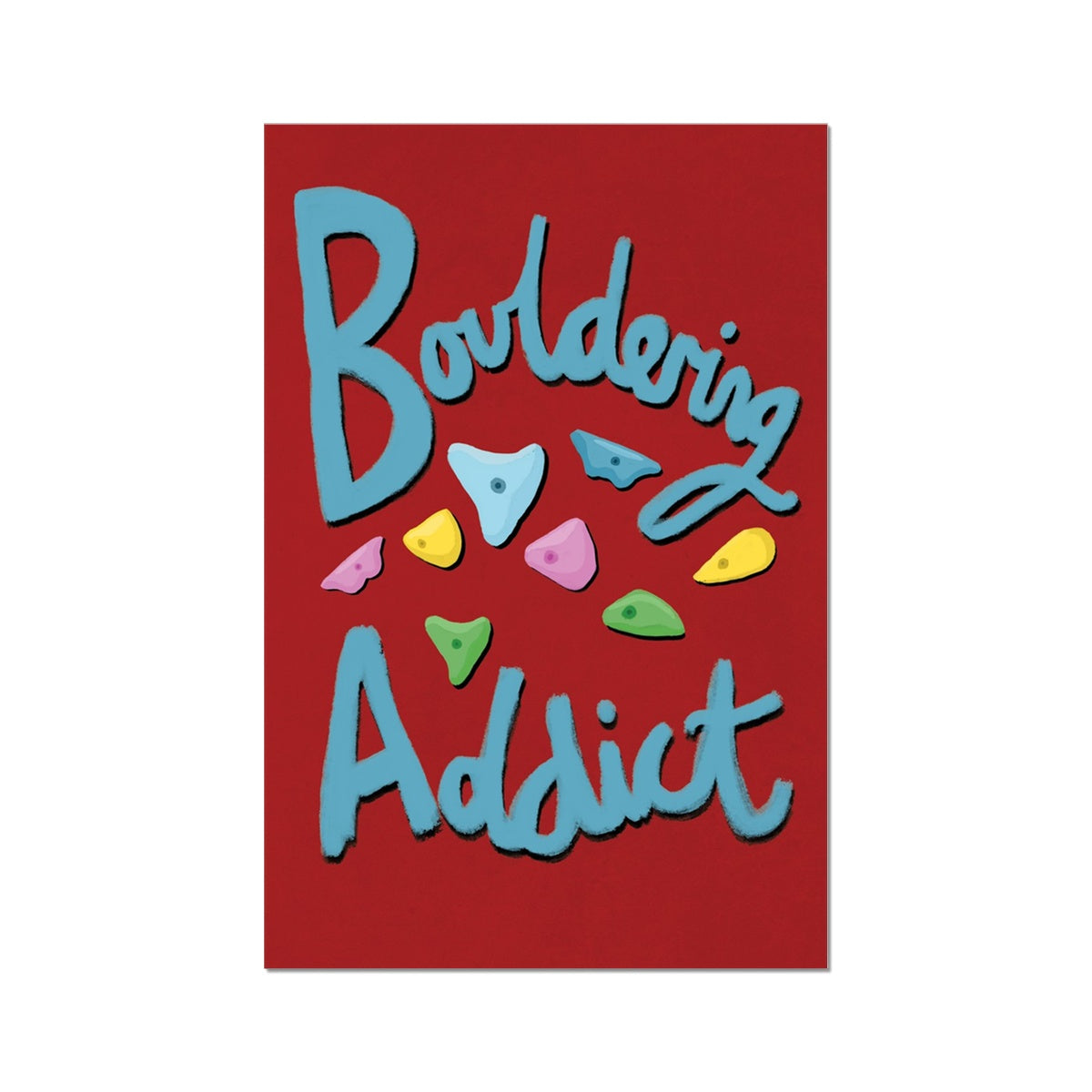 Bouldering Addict - Red and Blue Fine Art Print