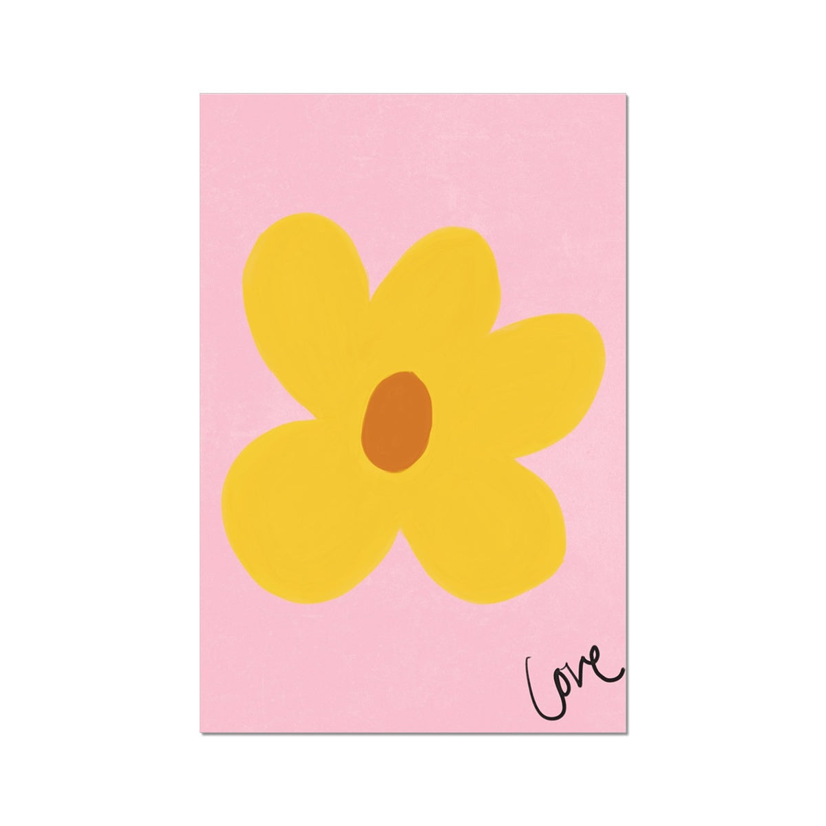 Love Flower Print - Pink, Yellow, Brown Fine Art Print