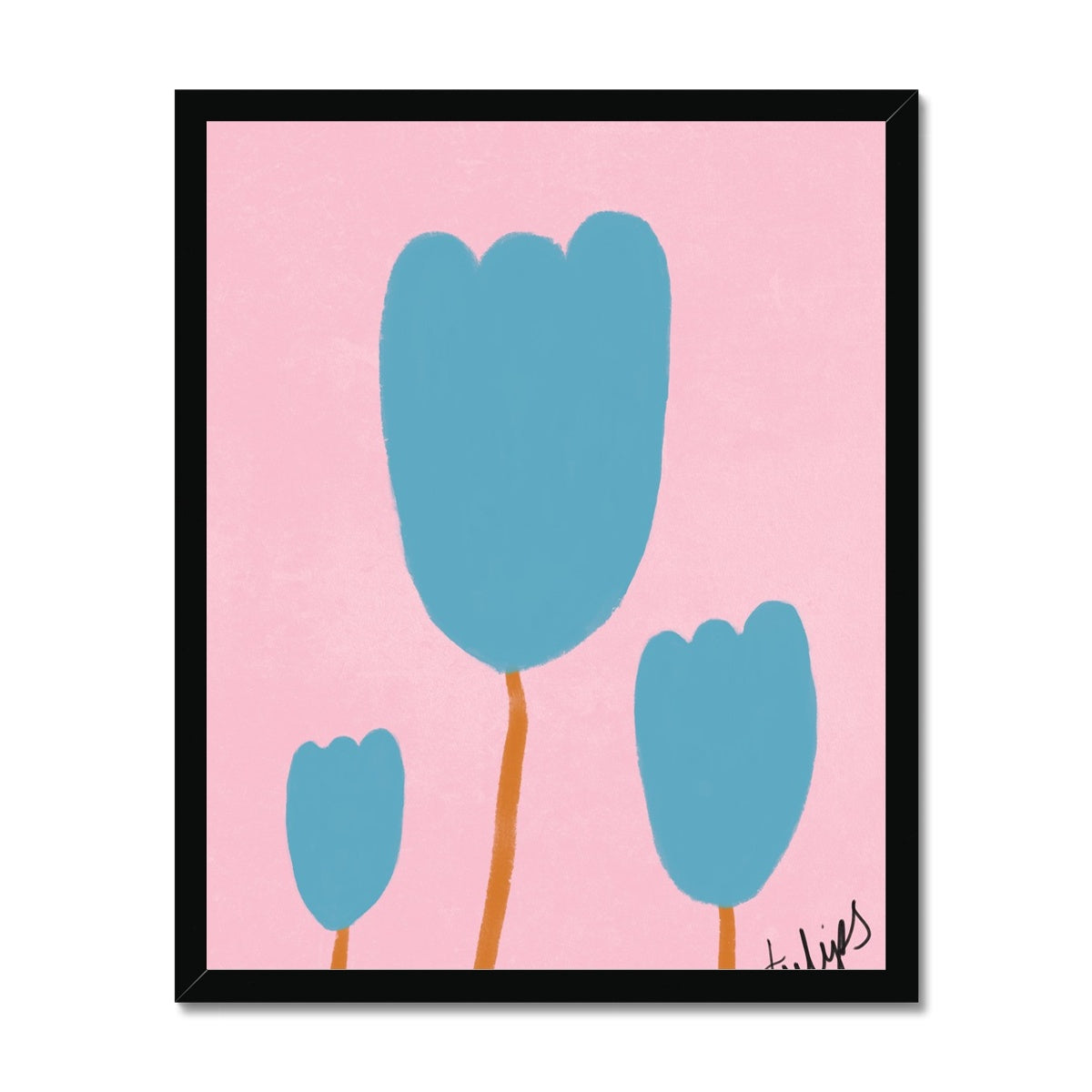 Tulips Print - Pink, Blue Framed Print