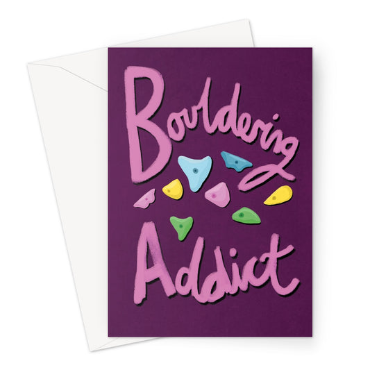 Bouldering Addict - Purple and Pink Greeting Card