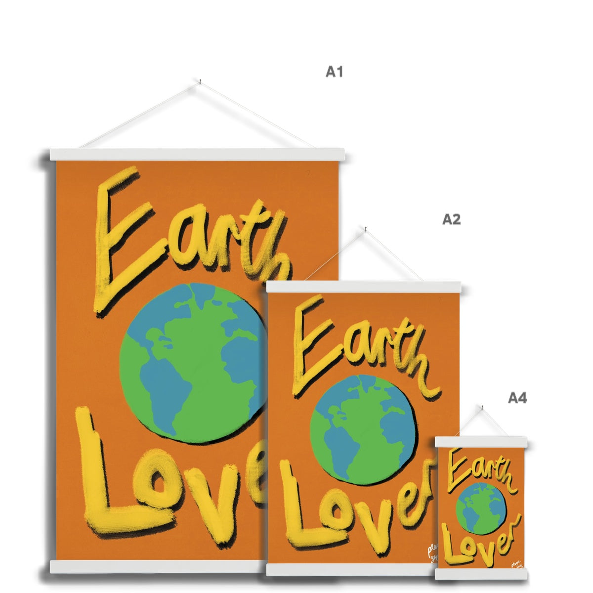 Earth Lover Print - Brown, Yellow Fine Art Print with Hanger