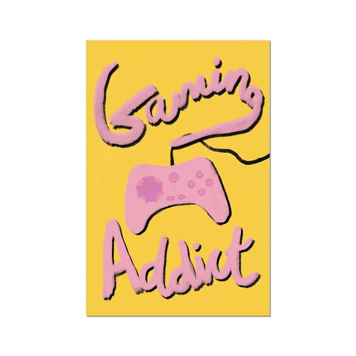 Gaming Addict Print - Yellow, Pink Fine Art Print