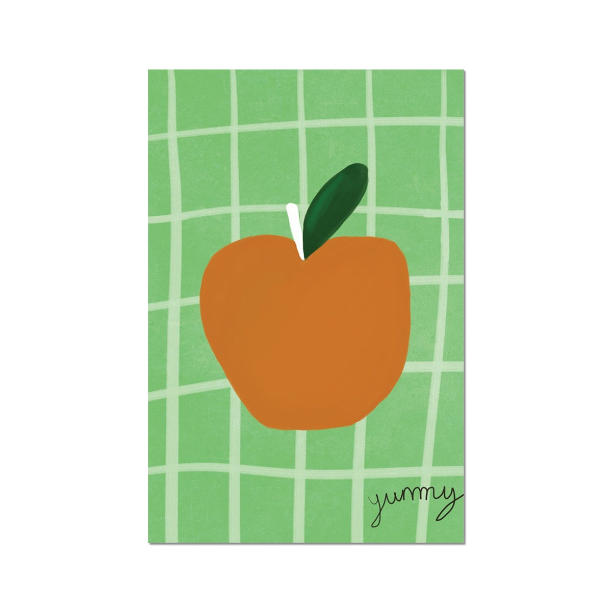 Yummy Apple Print - Green, Brown Fine Art Print