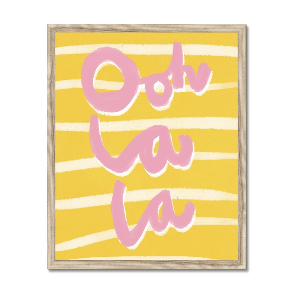 Ooh La La Art Print - Yellow, White and Pink Framed Print