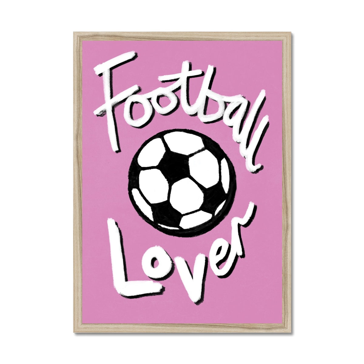 Football Lover Print - Pink, Black, White Framed Print