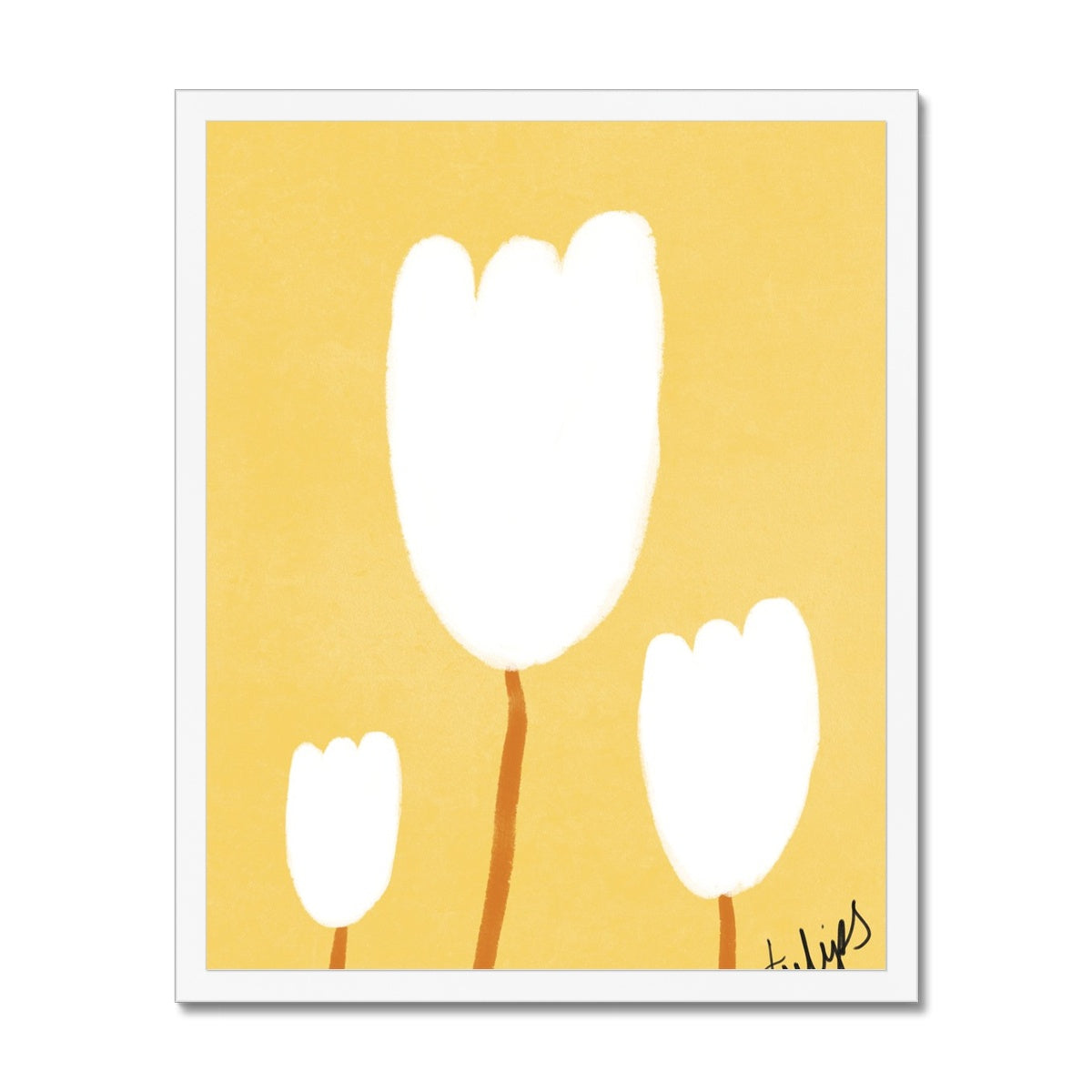 Tulips Print - Yellow, White Framed Print