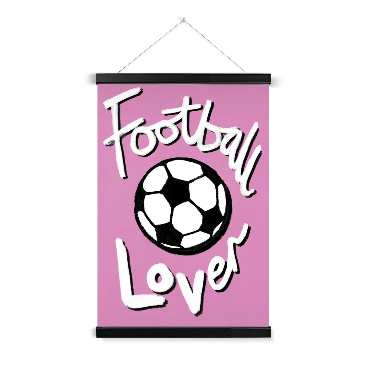 Football Lover Print - Pink, Black, White Fine Art Print with Hanger
