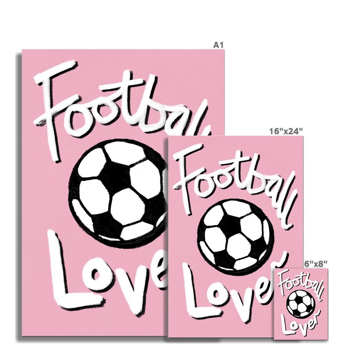 Football Lover Print - Light Pink, White, Black Fine Art Print