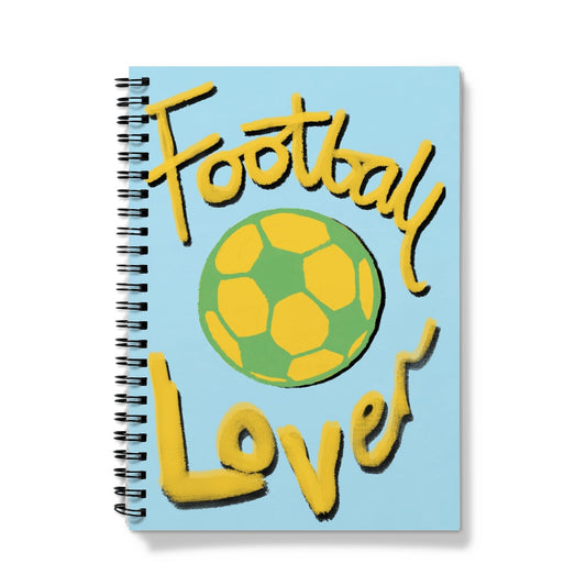 Football Lover Print - Light Blue, Yellow, Green Notebook