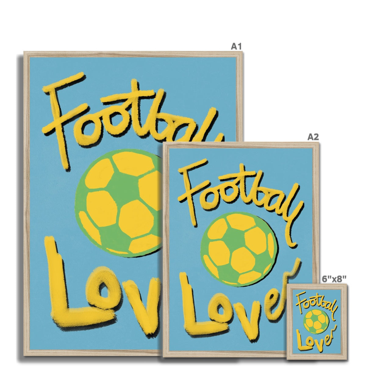 Football Lover Print - Blue, Yellow, Green Framed Print