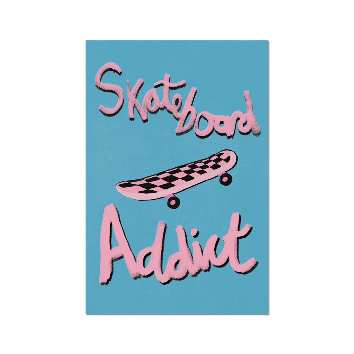Skateboard Addict - Blue, Pink Fine Art Print